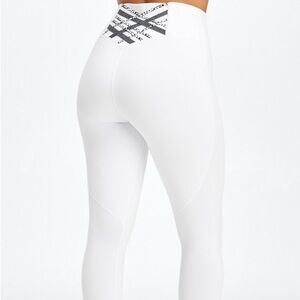 Fabletics Cream Leggings with Black Accents